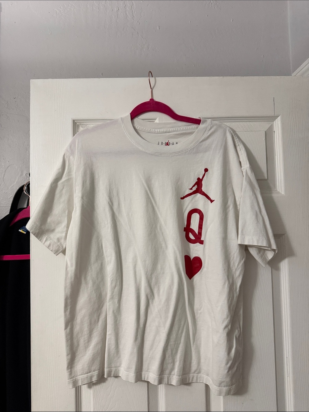 Jordan White Tee with Red Jumpman and Gray Branding